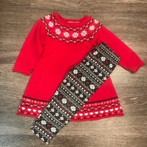 Girls Holiday/Winter Sweater Dress Set in Size: 3T